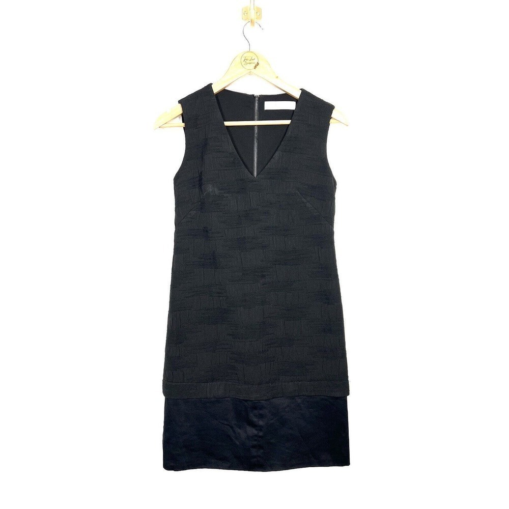 Hunter Bell Julia Sheath Dress XS Black Textured Sleeveless
